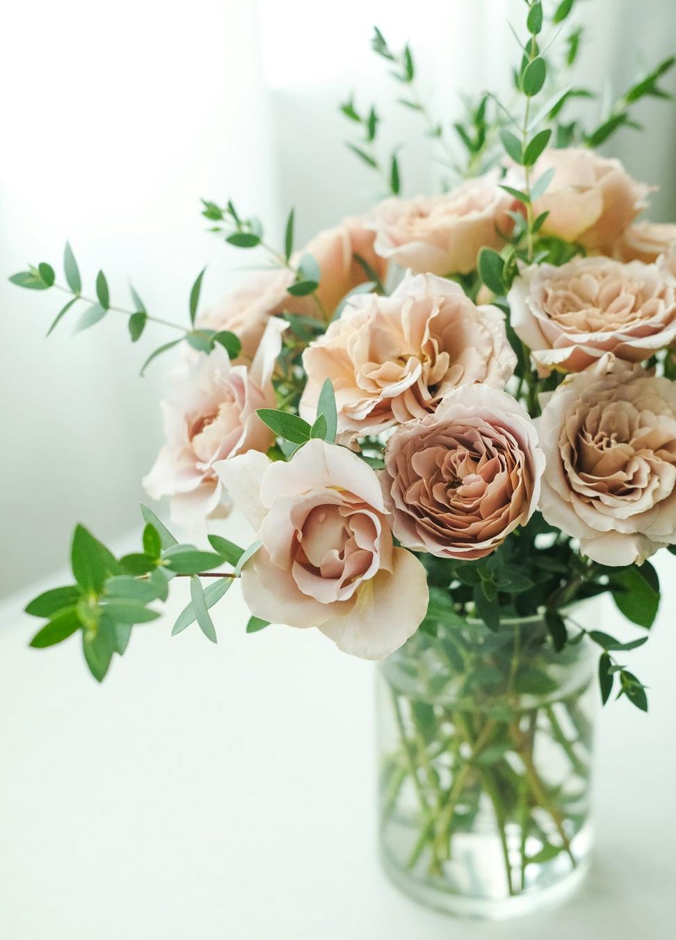Bridal bouquet with soft pink roses